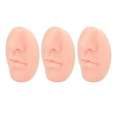 Imagem de 3 peças de modelo de nariz de silicone, lábios falsos, partes do corpo para prática de piercing, ferramenta de ensino de manequim de nariz macio elástico reutilizável (cor pele clara)