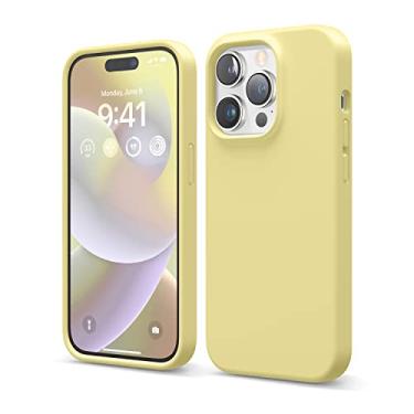 Imagem de elago Capa compatível com iPhone 14 Pro, capa de silicone líquido, capa protetora de corpo inteiro, à prova de choque, telefone fino, forro de microfibra macia antiarranhões, 6,1 polegadas (amarelo)