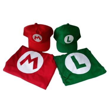 Imagem de Kit Camiseta e Boné Mario Bros e Luigi - 4 Peças