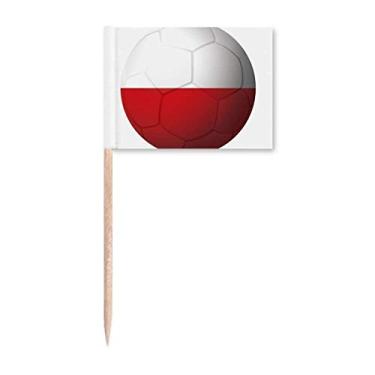 Imagem de Bandeira Nacional da Polônia Futebol Palito de Dente de Futebol Marcador Topper Decoração de Festa