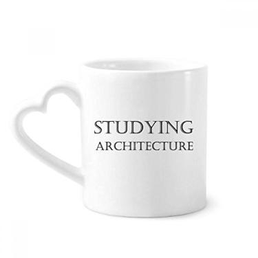 Imagem de Caneca de café cerâmica para estudo de arquitetura de frase curta copo de coração de vidro
