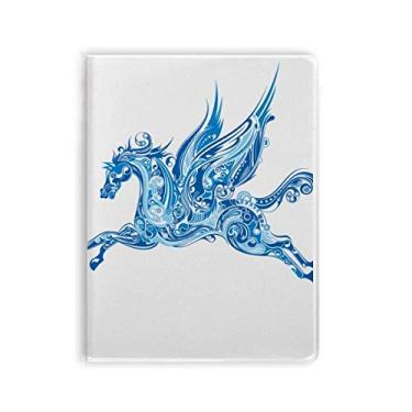 Imagem de Caderno de capa macia com capa de goma com desenho de animal e asa de cavalo azul