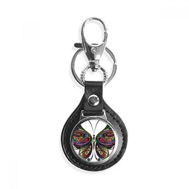 Imagem de Lindo chaveiro de borboleta colorido asas decorativas couro metal chaveiro chaveiro carro presente, Multicor