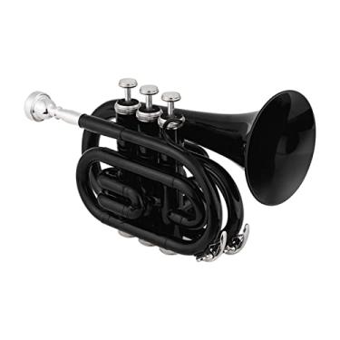 Imagem de Qudai Mini trompete de bolso Bb plano material de latão instrumento de sopro com bocal luvas pano de limpeza estojo de transporte