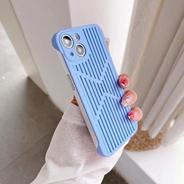 Imagem de Capa rígida ultrafina de malha de dissipação de calor para iPhone 11 13 14 Pro Max 12 Pro max Respirável Resfriamento Capa traseira fosca oca, Far Peak Blue, para iphone 13 Pro