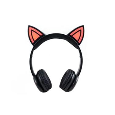 Imagem de FONE DE OUVIDO HEADPHONE ORELHA GATO LED C/FIO SE-6126 - PRETO ROSA