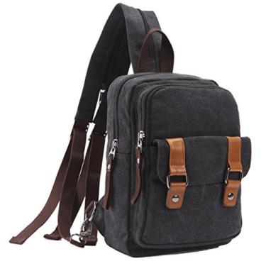 Imagem de Arbag Mochila pequena fofa vintage casual de lona mochila de ombro, Preto, One Size, Mochilas Daypack
