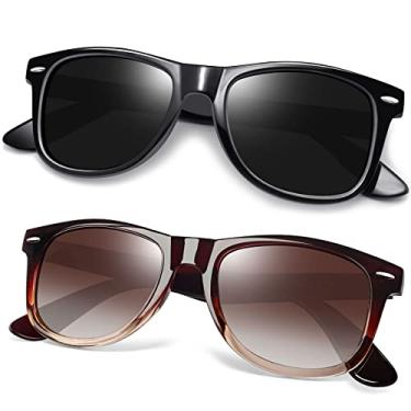 Imagem de Óculos de Sol Polarizados Masculinos de Armação Grandes Joopin Óculos de Sol Quadrados para Homens Esportivos para Dirigir UV Proteção (Preto Brilhante + Marrom Degradê)