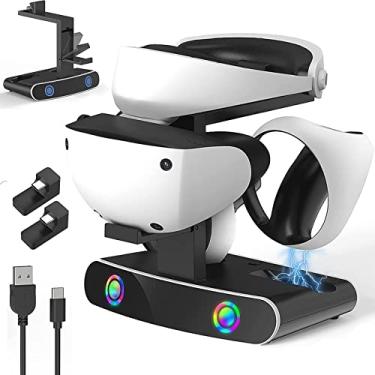 Imagem de Dock de carregamento para controlador PSVR2, suporte de Correia de cabeça VR, com adaptador magnético tipo C, com indicador LED,dock de carregamento para 2 controladores, carregamento rápido, cabo de carregamento