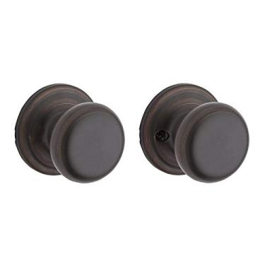 Imagem de Kwikset Maçaneta de porta de passagem interior Juno, alça para portas de armário e corredor, maçaneta sem travamento em bronze veneziano, com proteção Microban