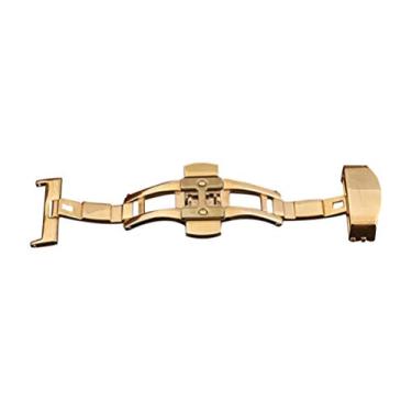 Imagem de UKCOCO 18 mm fivela de relógio – fivela borboleta de aço inoxidável fecho dobrável fivela para pulseira de relógio de acessórios (dourada), Dourado, 20mm