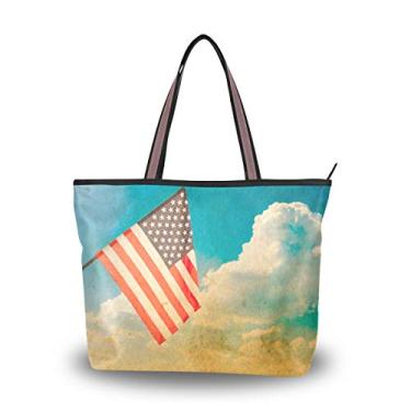 Imagem de Bolsa de ombro My Daily feminina com bandeira americana azul céu memorial Day, Multi, Medium