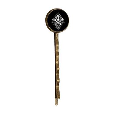 Imagem de Headwear Bobby Pin de cabelo de metal retrô com estampa de caveira preta
