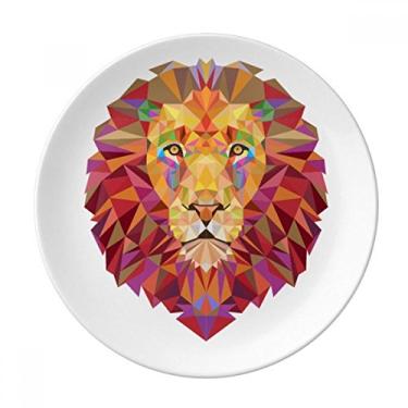 Imagem de Caixa colorida de leão animal, placa decorativa de costura, louça, louça, louça de jantar