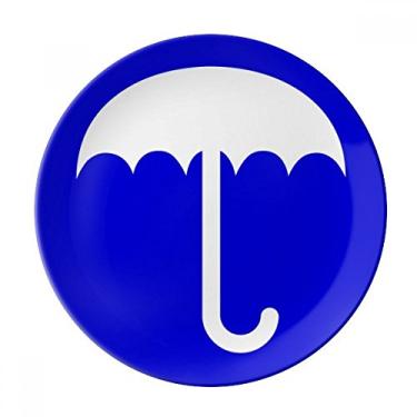 Imagem de Prato de aviso quadrado azul chuva decorativo de porcelana salver louça de jantar