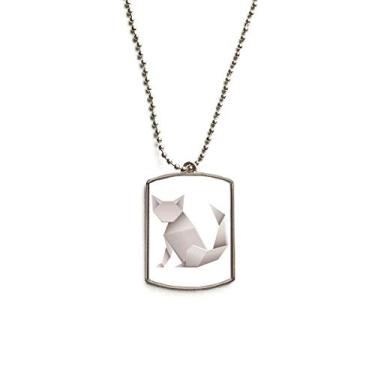Imagem de DIYthinker Colar de aço inoxidável com pingente geométrico de gato com padrão abstrato de origami