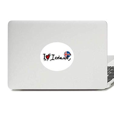 Imagem de I Love Iceland Palavra Bandeira Love Coração Ilustração Vinil Emblema Gráfico Laptop Adesivo Notebook Decalque