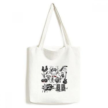 Imagem de Bolsa de lona com combinação de instrumentos musicais, bolsa de compras casual