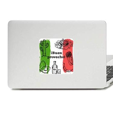 Imagem de Adesivo de vinil para desenho do México com bandeira de culinária e cacto redondo para decoração de PC