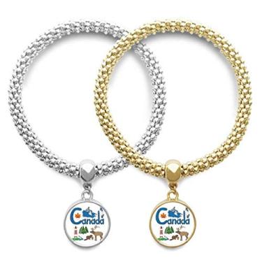 Imagem de DIYthinker Pulseira de amante com símbolo nacional do Canadá, pingente, joia para casal, presente