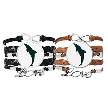 Imagem de Pulseira de golfinho aerodinâmica amigável ao oceano azul pulseira corda de couro conjunto duplo presente