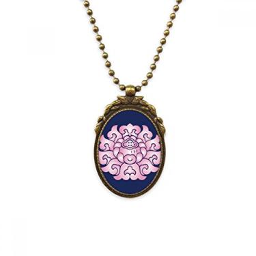 Imagem de DIYthinker Colar de flor de lótus com pingente de contas vintage rosa antigo