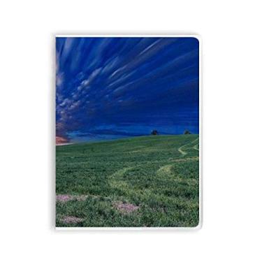 Imagem de Caderno de capa macia Grassland verde azul céu art déco presente fashion capa de chiclete diário