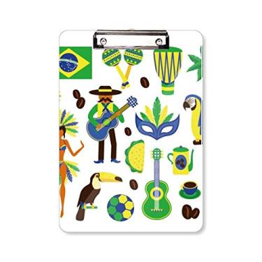 Imagem de Prancheta de futebol para guitarra, café, Brasil, pasta, bloco de escrita A4