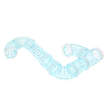 Imagem de F Fityle Túnel de hamster de anão plástico, tipo U, gaiolas de brinquedo de tubo de brinquedo acessórios para ratos gerbils animais pequenos - 3 cores para escolher - azul, conforme descrito