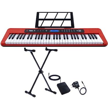Imagem de Kit Teclado Musical Iniciante RED Kobe KB-300 5/8 61 Teclas Sensíveis ao Toque com Pedal Sustain e Suporte
