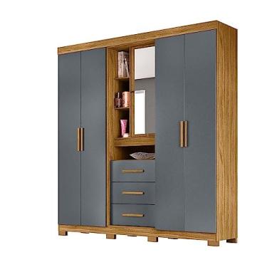 Imagem de Guarda Roupa/Roupeiro Moval Eldorado Com Espelho 5 Portas e 3 Gavetas 212x195x47cm