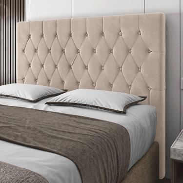 Imagem de Cabeceira Casal Potenza 140cm Veludo Bege c/ Frame Italian Flex