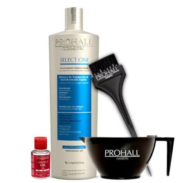 Imagem de Prohall Select One Sem Formol 1L - Progressiva Profissional Alisamento Intenso - Brilho Espelhado - Kit Prollence + Óleo e Acessórios