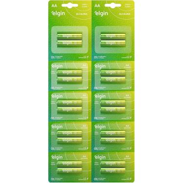 Imagem de Pilha Alcalina AA com 10 cartelas de 2 unidades Elgin - Comum