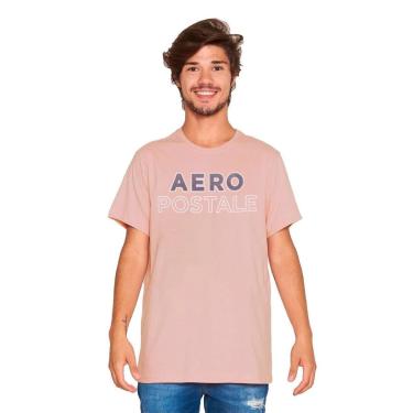 Imagem de Camiseta Aeropostale Masculina Inner Stripes Rosa Claro-Masculino