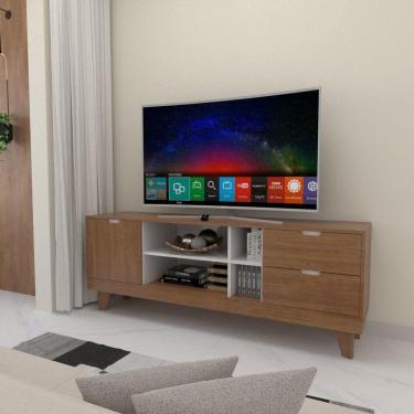 Imagem de Rack para TV Até 60 Polegadas Oklahoma 1 Porta 2 Gavetas Pinho/Off White - Panorama Móveis