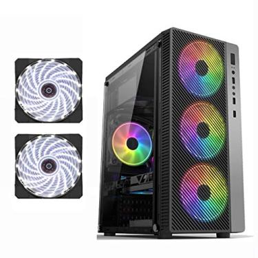 Imagem de Gabinete Gamer ATX Case, Mid-Tower PC Gaming Case ATX/M-ATX/ITX - Front I/O USB 3.0 Port - Fully Transparent Side Panels - Support Water Cooling - With White Fan (Style : 2 fan)
