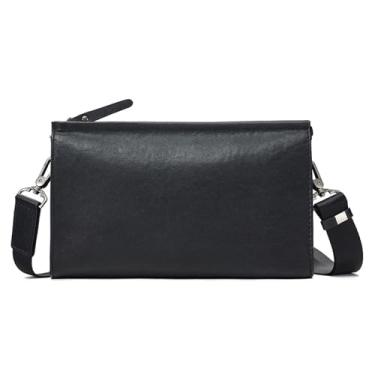 Imagem de Mochila Mensageira em Couro Genuíno Sacola Transversal para ombro para Homens Trabalho Negócios Grande com Alça Ajustável (A)