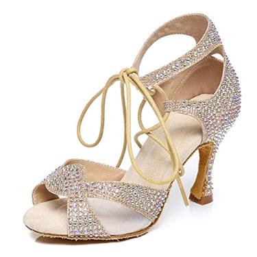 Imagem de Minishion Sapatos de dança de salão rinissões brilhantes L452, Dourado, 8