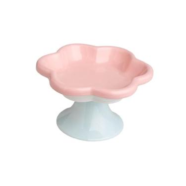 Imagem de Gralara Tigelas ergonômicas de porcelana para cães e gatos, tigelas para filhotes de animais pequenos, rosa