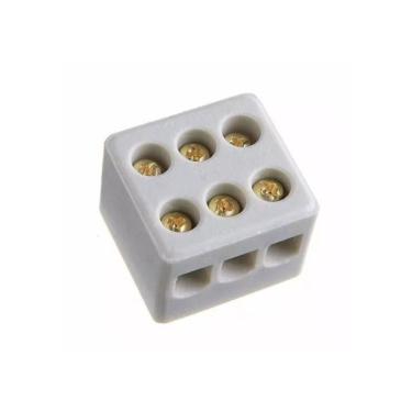 Imagem de Conector em porcelana 6MM 3 polos - branco