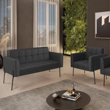 Imagem de Sofá Namoradeira e Poltrona Base Pé de Ferro Preto Elisa Corino D03 - D`Rossi