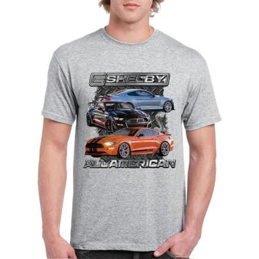 Imagem de Camiseta masculina Shelby All American Cobra Mustang Muscle Car Racing GT 350 GT 500 Performance Powered by Ford, Cinza, GG