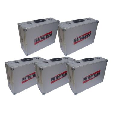 Imagem de Kit 5 Maleta Transporte Alumínio Divisórias 34x24x15cm Chave Ferramentas Pesca Acessórios Ma-810 Portátil Instrutherm