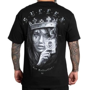 Imagem de Camiseta masculina Sullen Queen of Diamond Tattoo Skull Lifestyle Graphic Standard Fit Camiseta de manga curta para homens, Preto, G