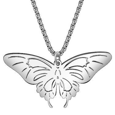 Imagem de DALANE Colar de borboleta delicada de aço inoxidável, pingente banhado a ouro 18K, joias de verão, presentes inovadores para mulheres e meninas, Medium, Aço inoxidável, Sem Pedra Preciosa