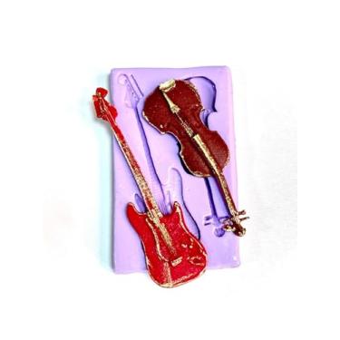 Imagem de Confeitaria dos moldes, F1077 MOLDE DE SILICONE VIOLINO CONFEITARIA BISCUIT