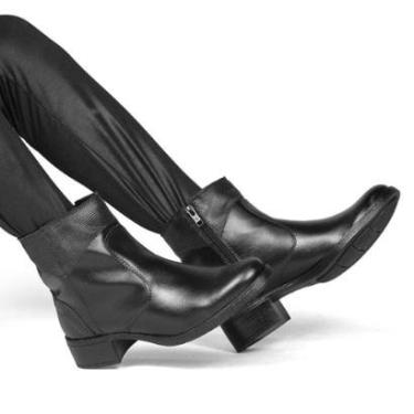 Imagem de Bota Feminina Preta Cano Baixo Botina Casual Confortável-Feminino