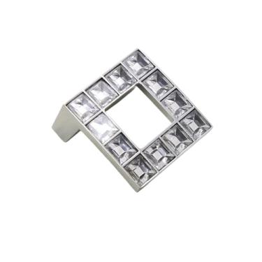 Imagem de Puxadores de vidro de cristal para armário, puxador de cristal prateado para gavetas, maçaneta de móveis de cozinha, 32mm