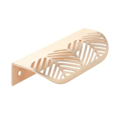 Imagem de Puxador de gaveta em forma de folha, puxador oculto de folhas, botão de liga de zinco, armário dourado com parafusos, para móveis, latão, grande